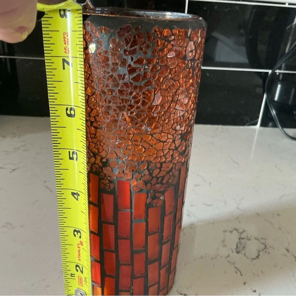 Vintage Cheasapeake bay red crackled Mosaic Glass candle sweet orange 15 oz